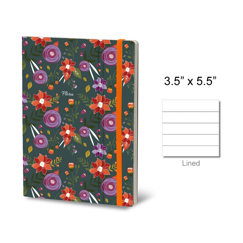 Stifflex Flora Series Pocket Notebook, A6-3.5"x5.5" Lined, Chrysanthemum