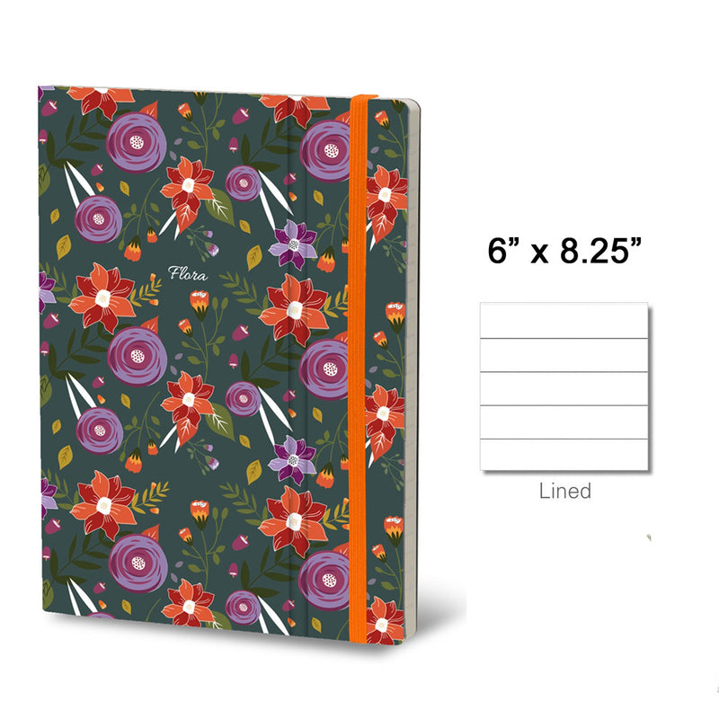 Stifflex Flora Series Notebook, 6"x8.25" Lined, Chrysanthemum