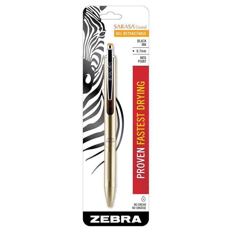 Zebra Sarasa Grand Gel Brass Barrel Retractable Pen, Gold