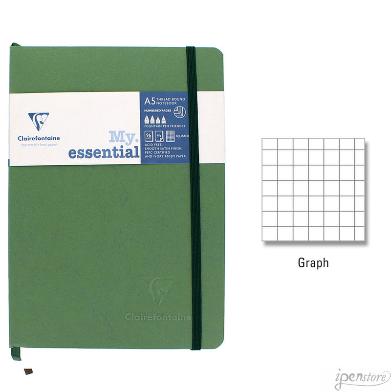 Clairefontaine My Essential Notebook 5.8"x8.3" Graph, Green