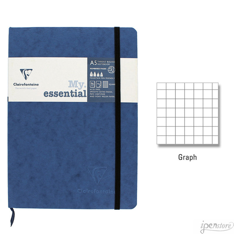 Clairefontaine My Essential Notebook 5.8"x8.3" Graph, Blue