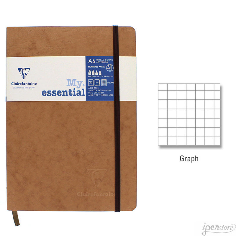 Clairefontaine My Essential Notebook 5.8"x8.3" Graph, Tan