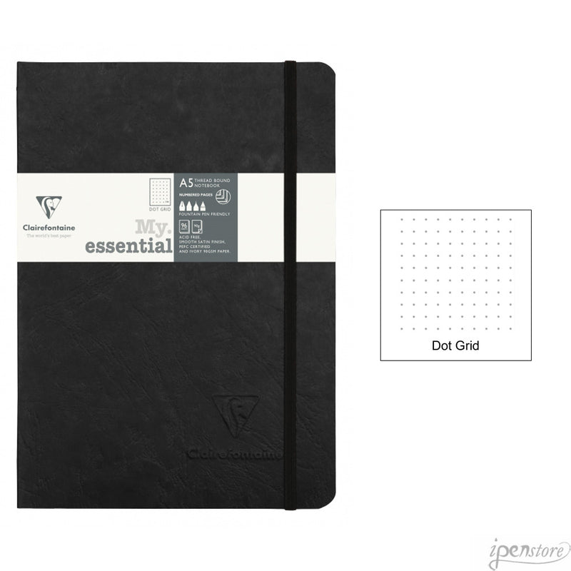 Clairefontaine My Essential Notebook 5.8"x8.3" Dot Grid, Black