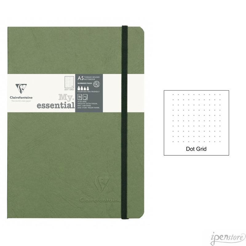 Clairefontaine My Essential Notebook 5.8"x8.3" Dot Grid, Green