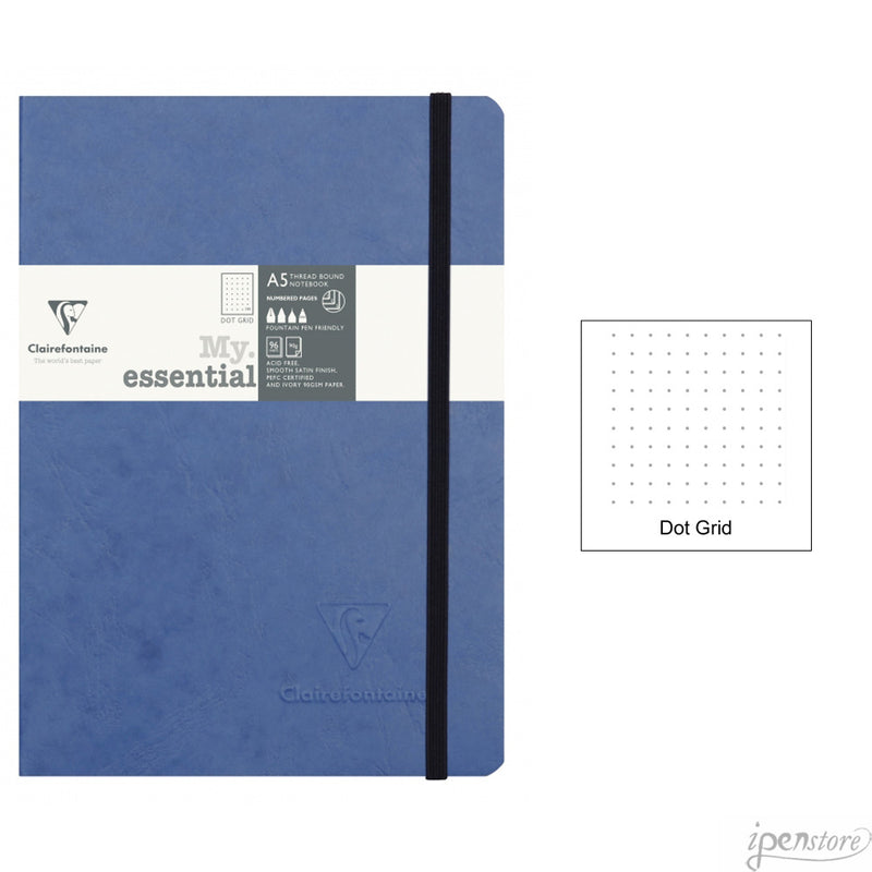 Clairefontaine My Essential Notebook 5.8"x8.3" Dot Grid, Blue