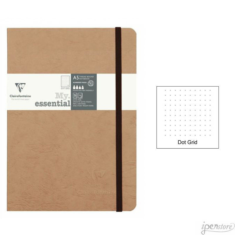 Clairefontaine My Essential Notebook 5.8"x8.3" Dot Grid, Tan