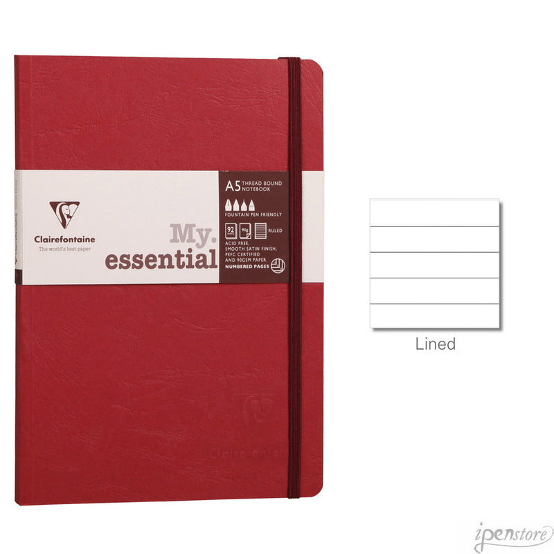 Clairefontaine My Essential Notebook 5.8"x8.3" Lined Red