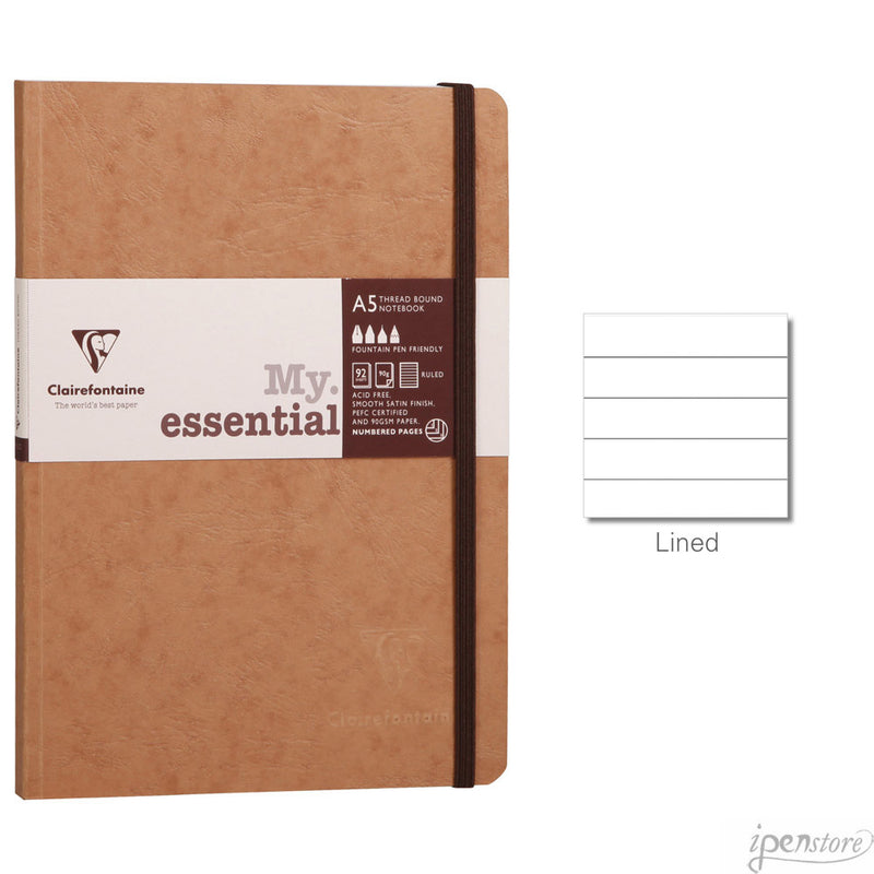 Clairefontaine My Essential Notebook 5.8"x8.3" Lined Tan