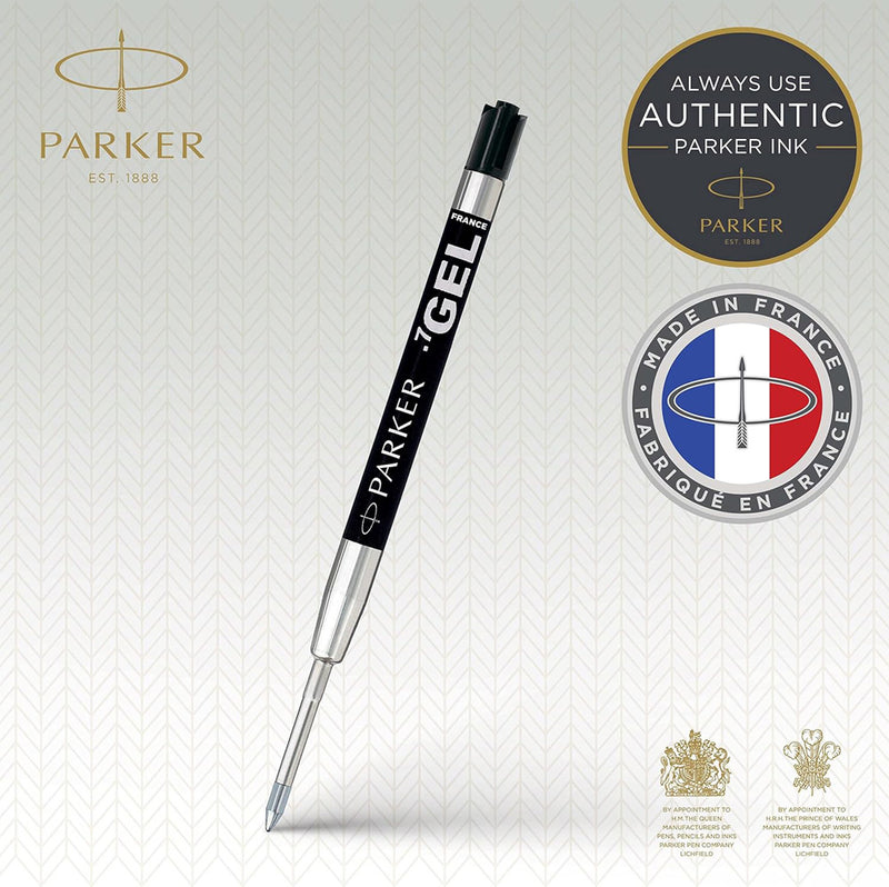 Parker QuinkGel Ballpoint Refill, Black Medium, Gel Ink, 0.7 mm