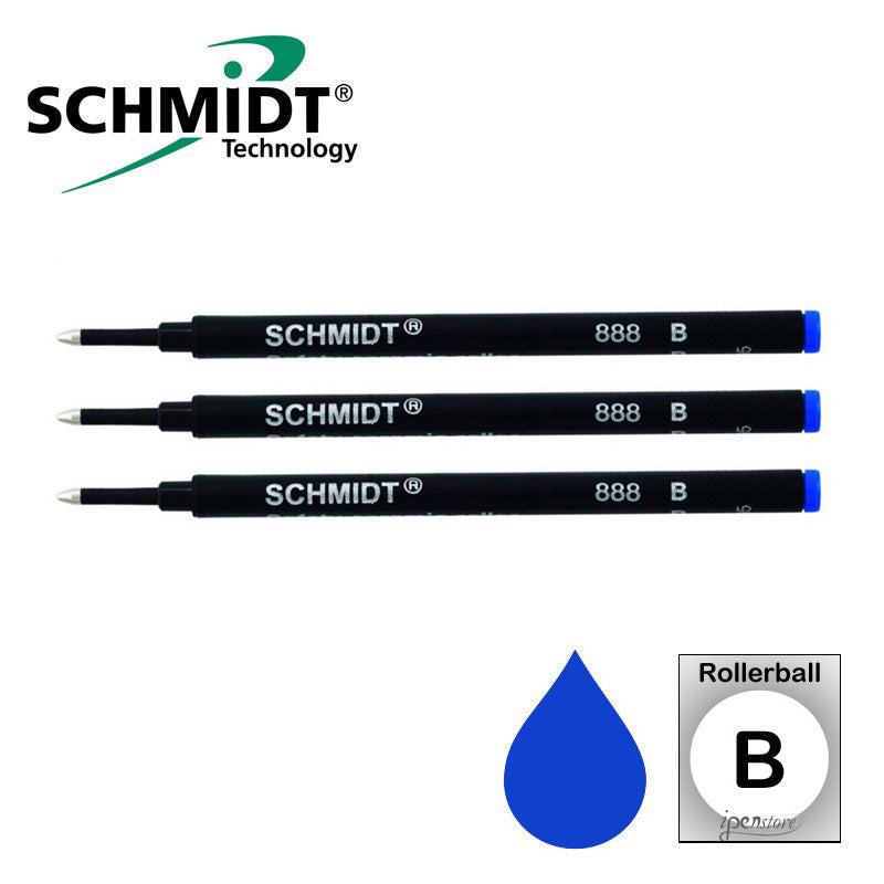 Pk/3 Schmidt 888 Safety Ceramic Rollerball Refills, Blue, Broad 1.0 mm