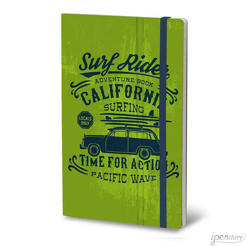 Stifflex Vintage Surfing Notebook, Adventure, A5-5.2"x8.25" Lined, Green