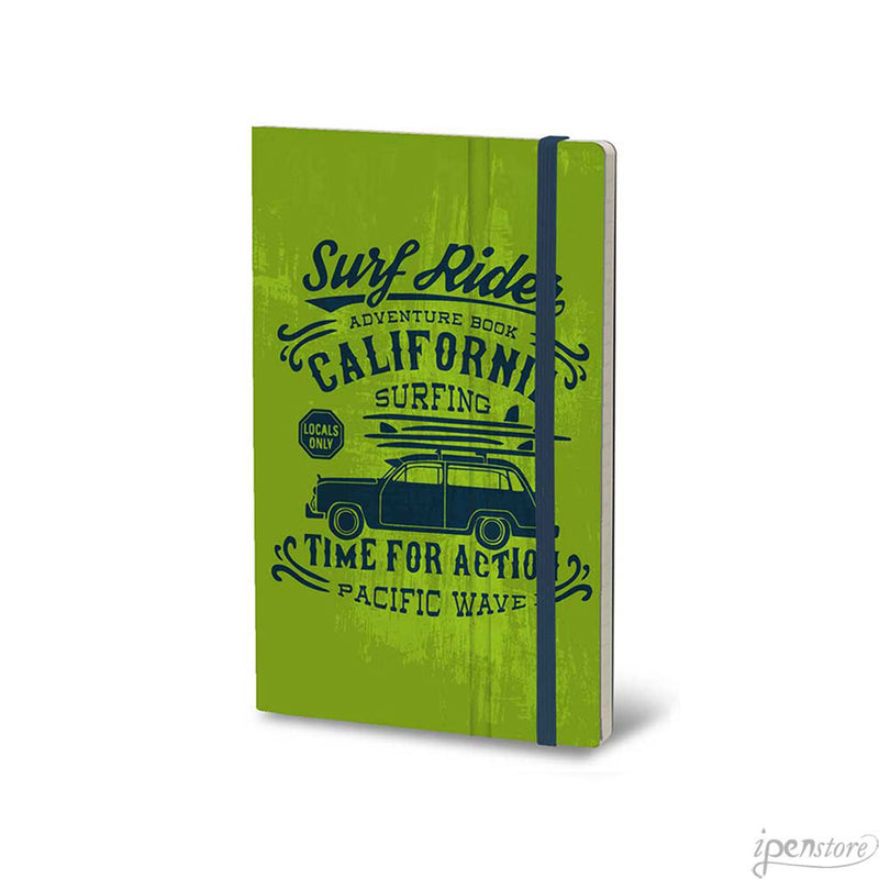 Stifflex Vintage Surfing Pocket Notebook, Adventure, A6-3.5"x5.5" Lined, Green