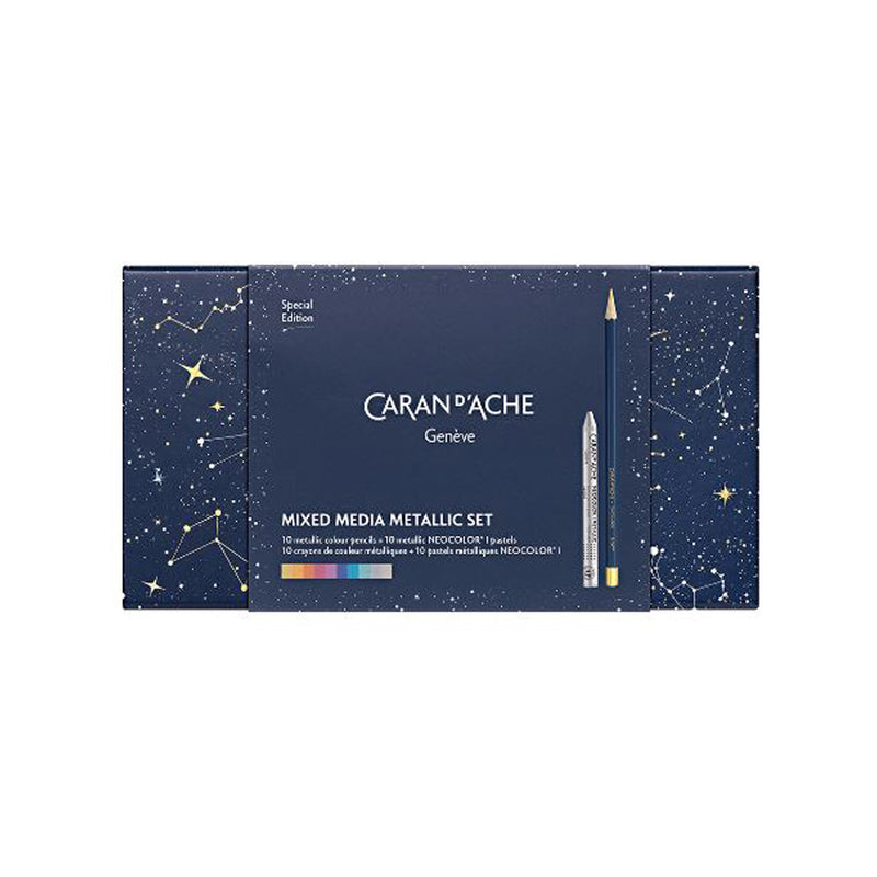 Caran d'Ache Cosmic Blue Mixed Media Metallic 20 Piece Set