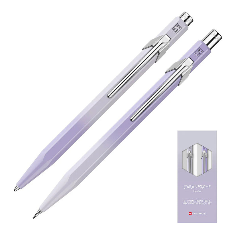Caran d'Ache 849 Ballpoint Pen & Pencil Set, Blooming Lavender