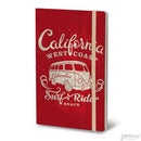 Stifflex Vintage Surfing Notebook, California, A5-5.2"x8.25" Lined, Red