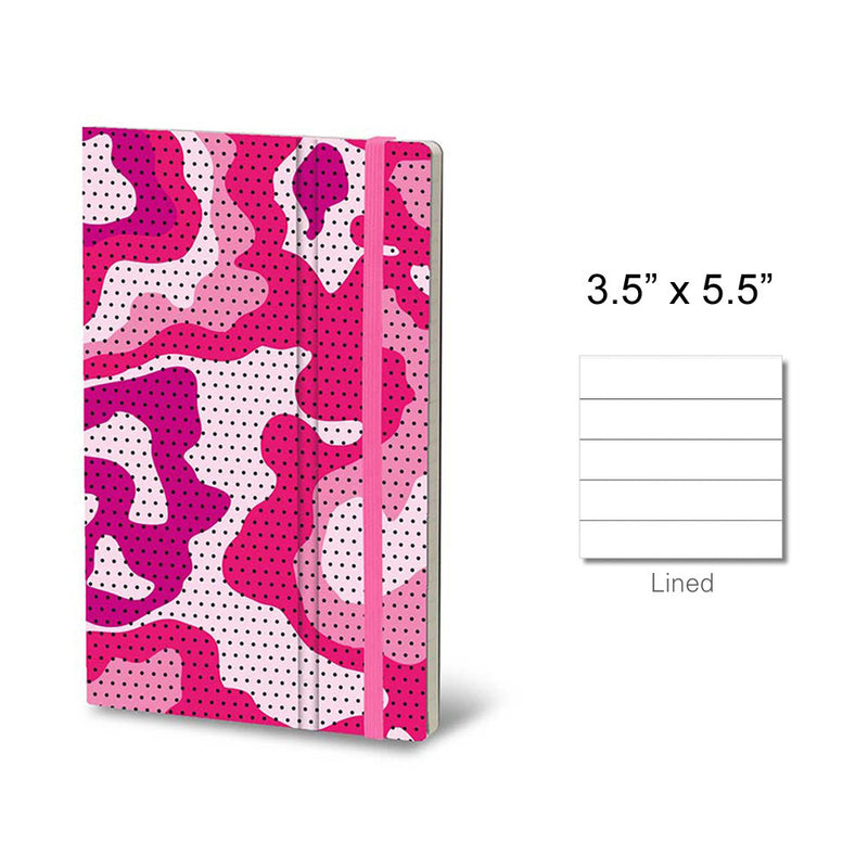 Stifflex Camouflage Pocket Notebook, A6-3.5"x5.5" Lined, Pink