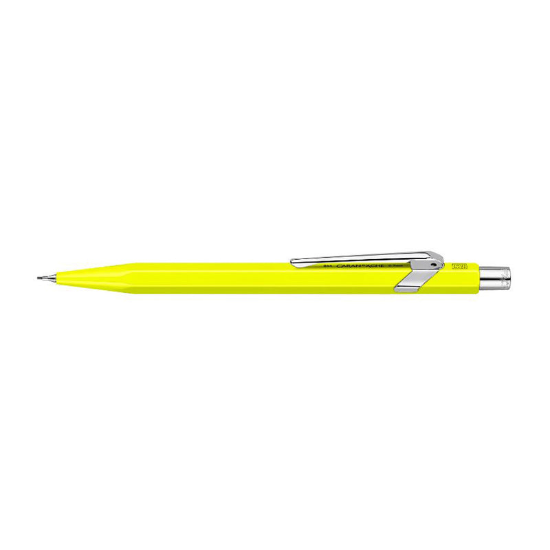 Caran d'Ache Swiss Made 844 Metal 0.7 mm Pencil, Fluorescent Yellow