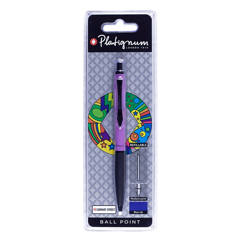 Platignum Carnaby Street Soft Grip Ballpoint Pen, Lilac