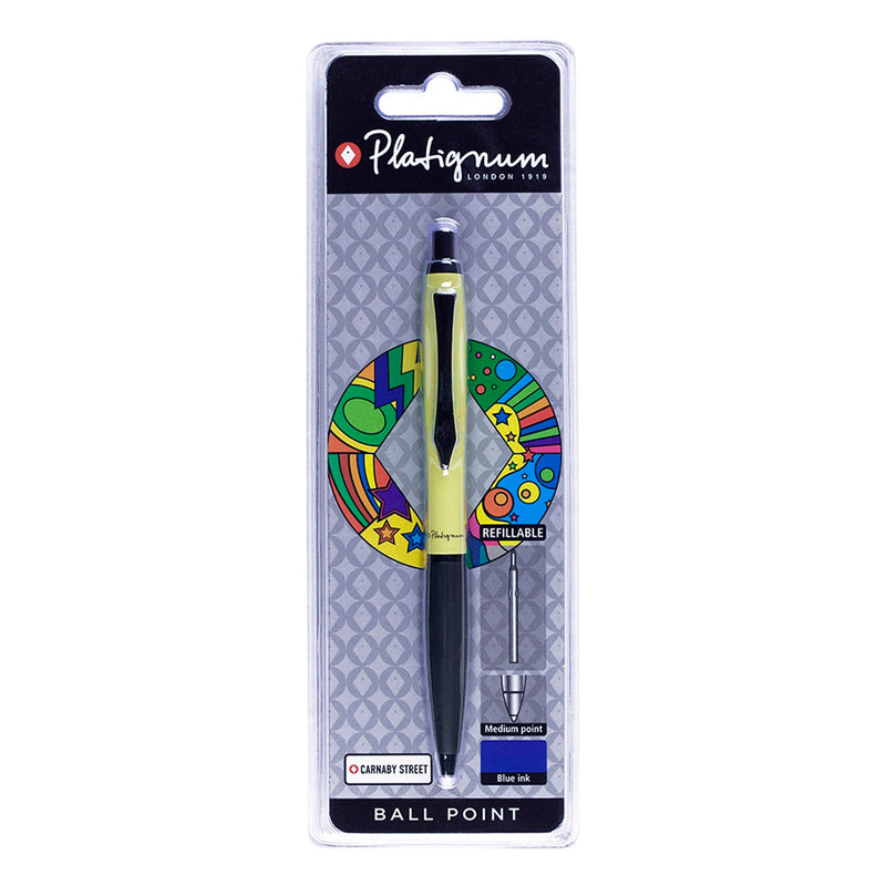 Platignum Carnaby Street Soft Grip Ballpoint Pen, Yellow