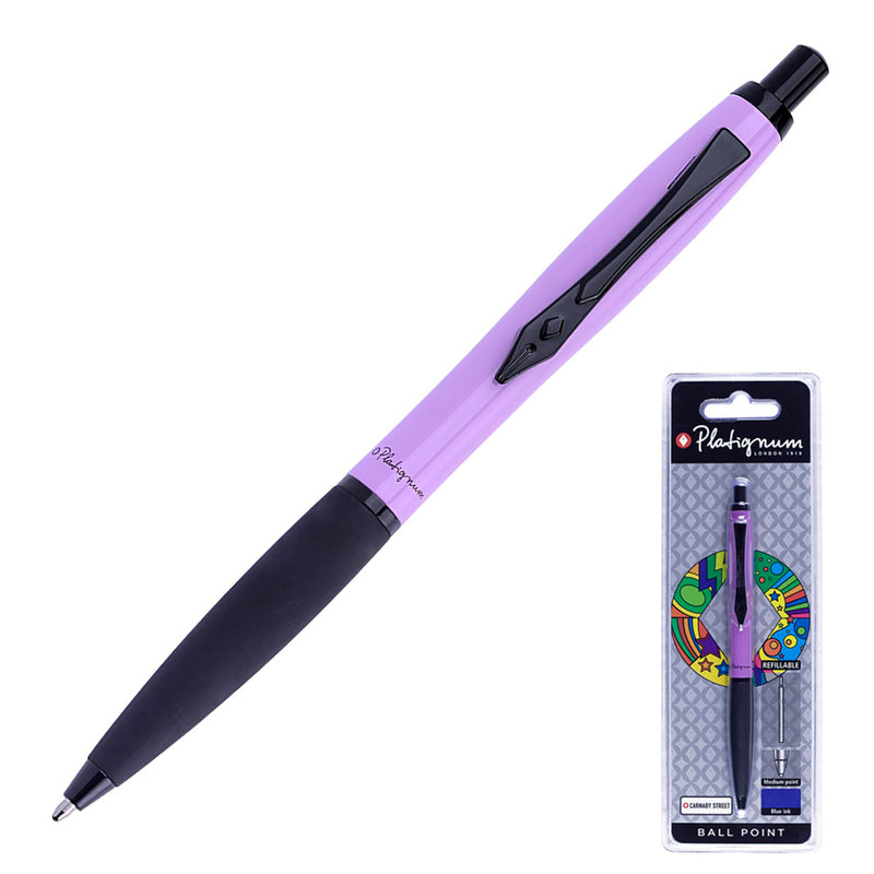 Platignum Carnaby Street Soft Grip Ballpoint Pen, Lilac