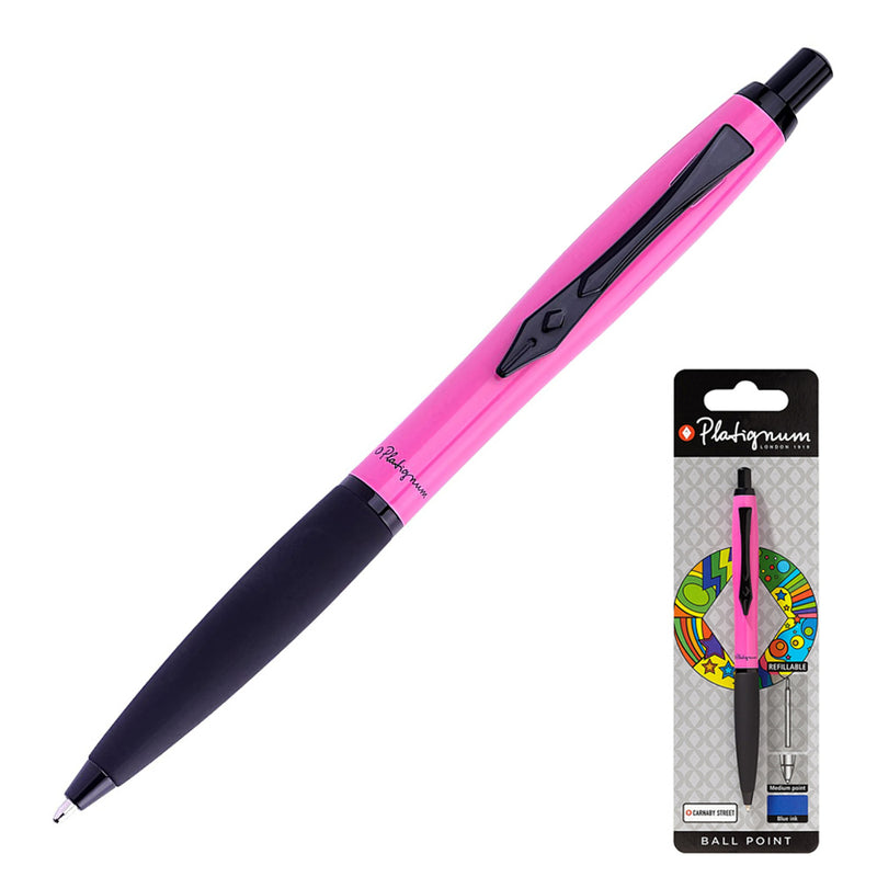 Platignum Carnaby Street Soft Grip Ballpoint Pen, Pink
