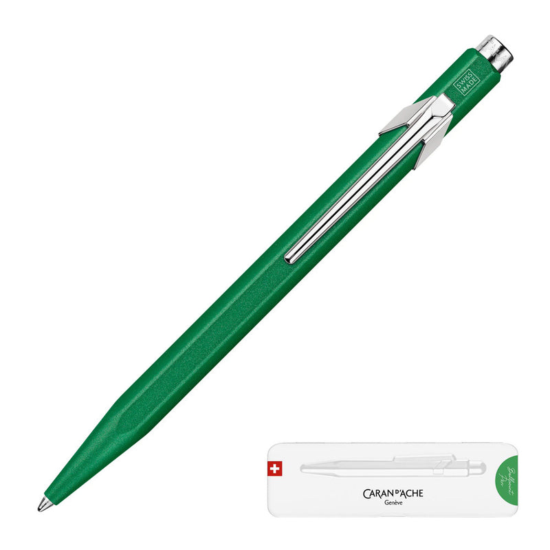 Caran d'Ache 849 Colormat-X Swiss Made Metal Ballpoint Pen, Green w/Slimpack