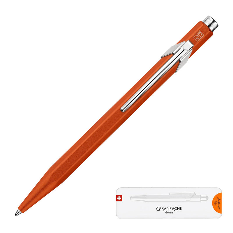 Caran d'Ache 849 Colormat-X Swiss Made Metal Ballpoint Pen, Orange w/Slimpack