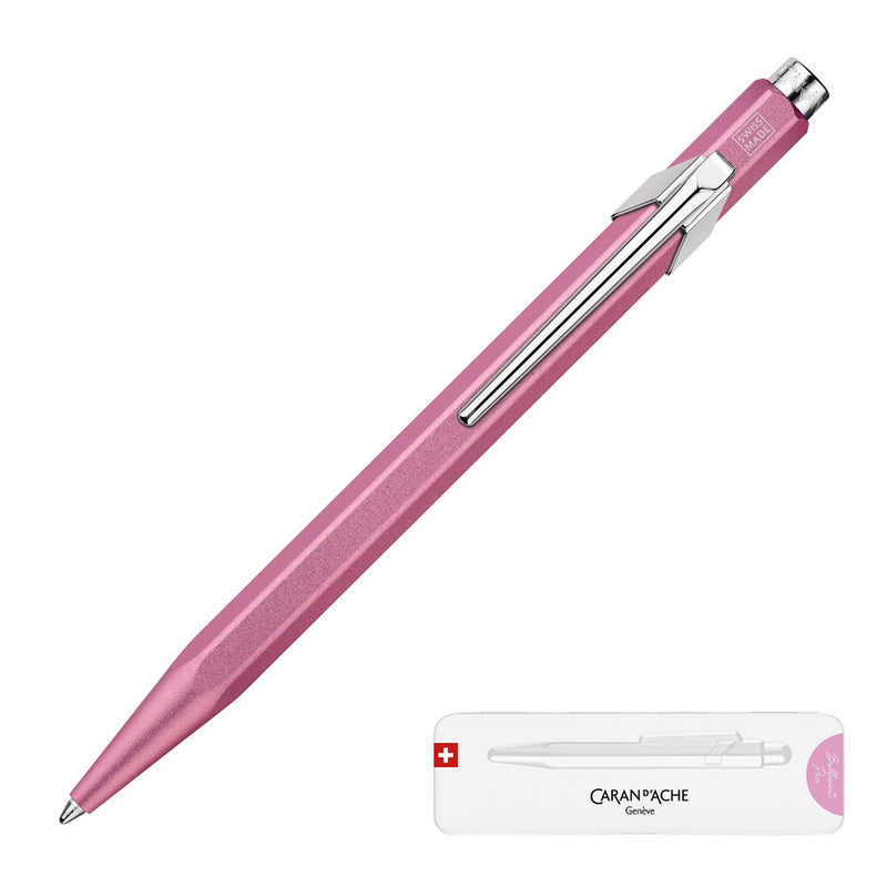 Caran d'Ache 849 Colormat-X Swiss Made Metal Ballpoint Pen, Pink w/Slimpack