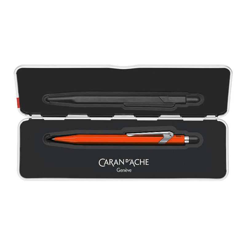 Caran d'Ache 849 Colormat-X Swiss Made Metal Ballpoint Pen, Orange w/Slimpack