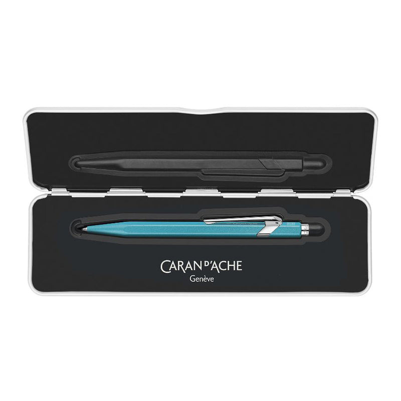 Caran d'Ache 849 Colormat-X Swiss Made Metal Ballpoint Pen, Turquoise w/Slimpack