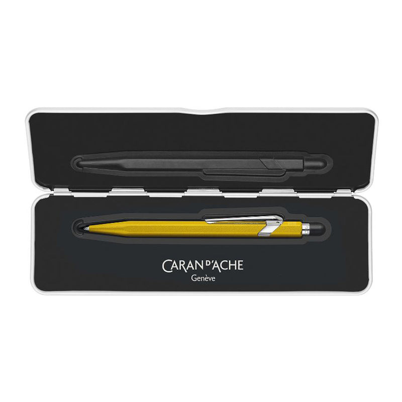 Caran d'Ache 849 Colormat-X Swiss Made Metal Ballpoint Pen, Yellow w/Slimpack