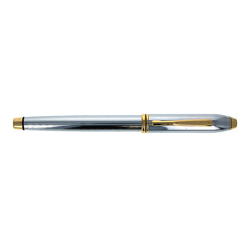 Cross Townsend Medalist Rollerball Pen, Chrome/Gold + Leather Pen Case