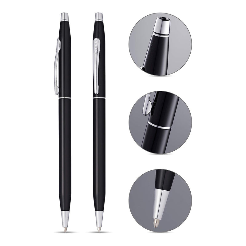 Cross Classic Century Ballpoint Pen, Black Lacquer, Chrome Trim