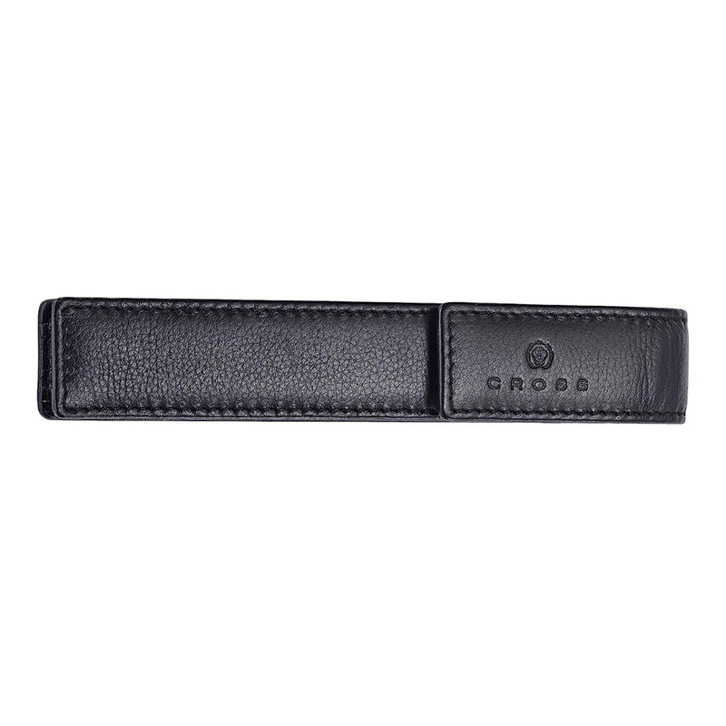Cross Autocross Leather Single Pen Case, Snap Close, Black