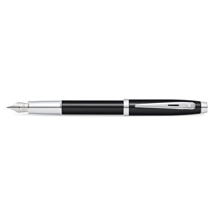 Sheaffer® 100 Fountain Pen, Glossy Black Lacquer, Chrome Trims