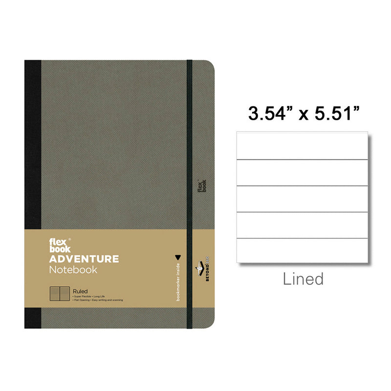 Flexbook Adventure Pocket Notebook, A6-3.54"x5.51" Lined, Grey