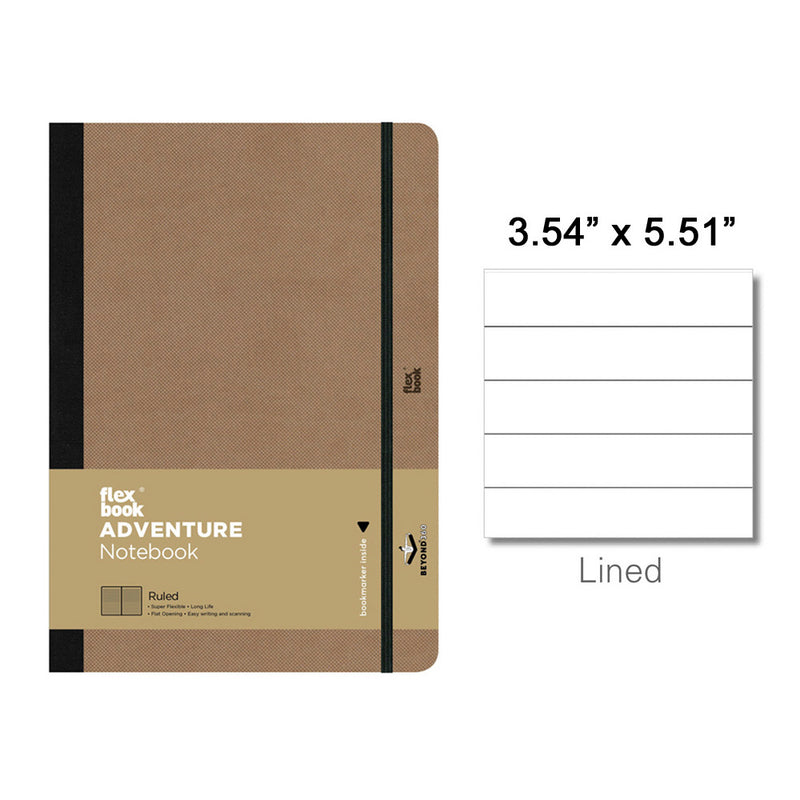 Flexbook Adventure Pocket Notebook, A6-3.54"x5.51" Lined, Tan