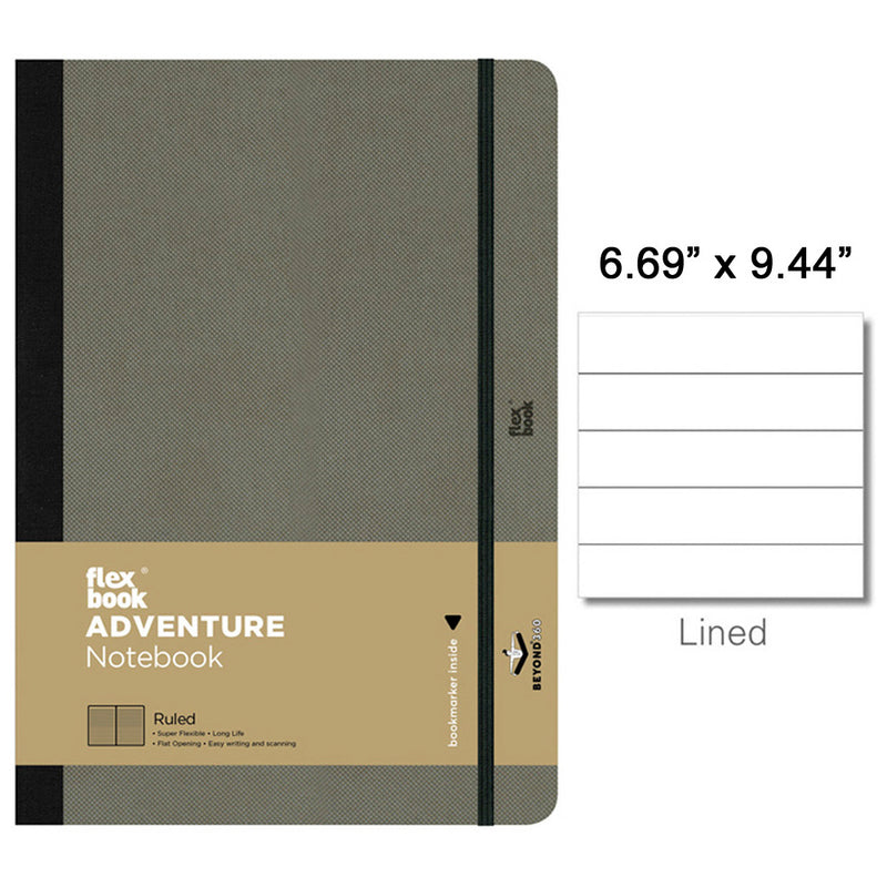 Flexbook Adventure Notebook, B5-6.69"x9.44" Lined, Grey