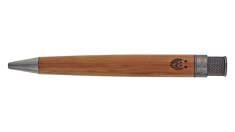 Retro 1951 Tornado Bamboo Ballpoint Pen, Panda Rescue, Pre-Owned