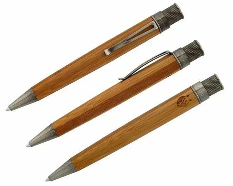 Retro 1951 Tornado Bamboo Ballpoint Pen, Panda Rescue, Pre-Owned
