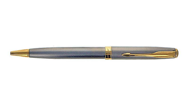Parker Sonnet Ballpoint Pen, Satin Chrome, Gold Trim Pre-Owned