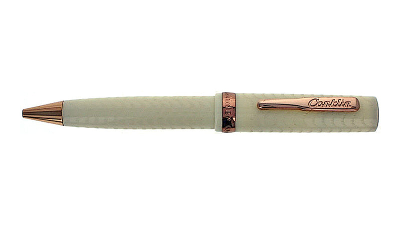 Conklin Glider Ballpoint Pen, Ivory Herringbone/Rose Gold, Pre-Owned