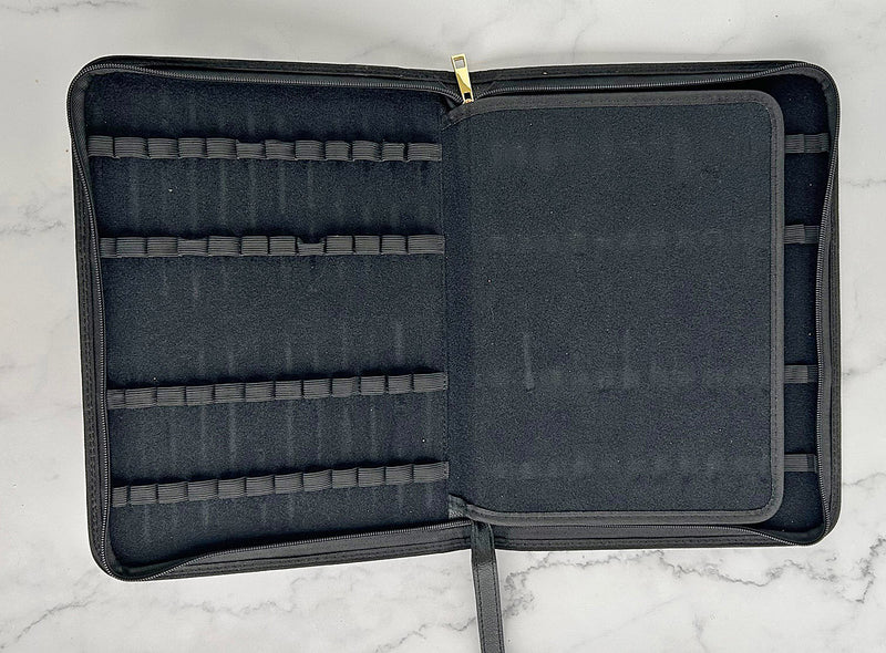 Zippered Pen Case - Holds 48 Pens, Black