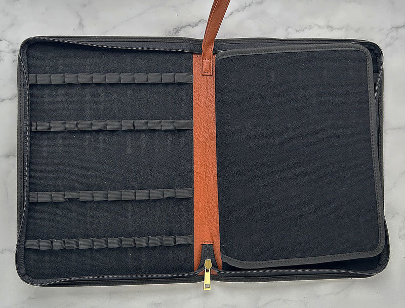 Zippered Pen Case - Holds 48 Pens, Brown