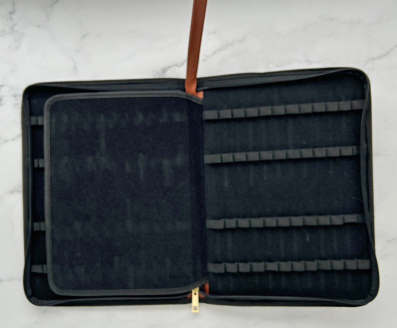 Zippered Pen Case - Holds 48 Pens, Brown