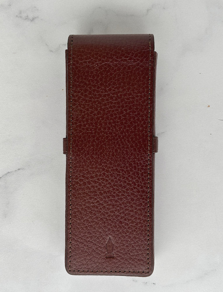Pen Case - Pebbled Finish, Holds 3 Pens, Mahogany