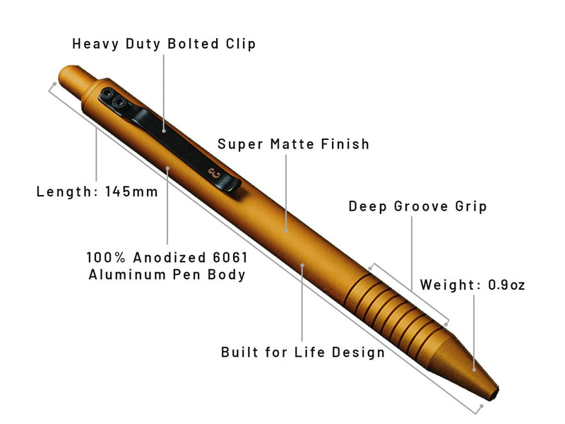 Everyman Grafton Ballpoint Pen, Super Matte, Amber