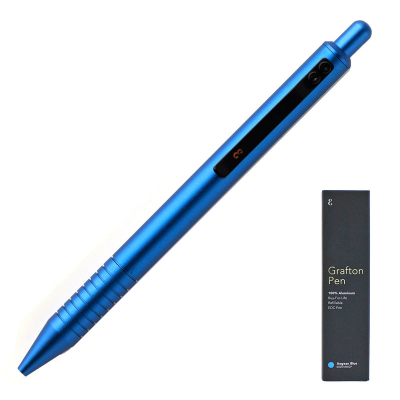 Everyman Grafton Ballpoint Pen, Aegean Blue, Black Clip