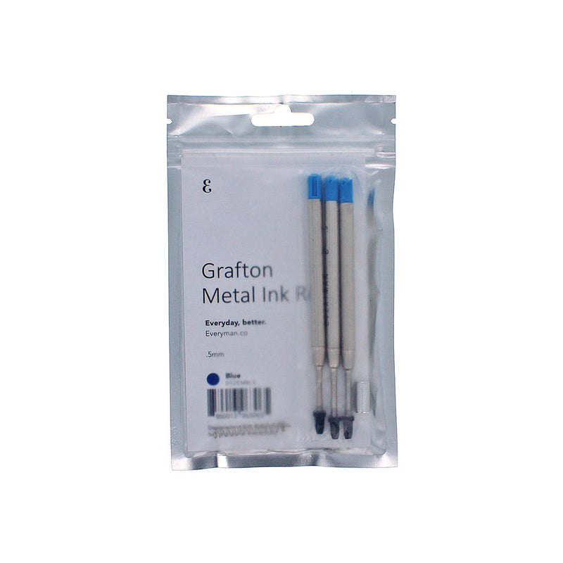 Pk/3 Everyman Grafton Gel Ballpoint Refills, Blue Fine