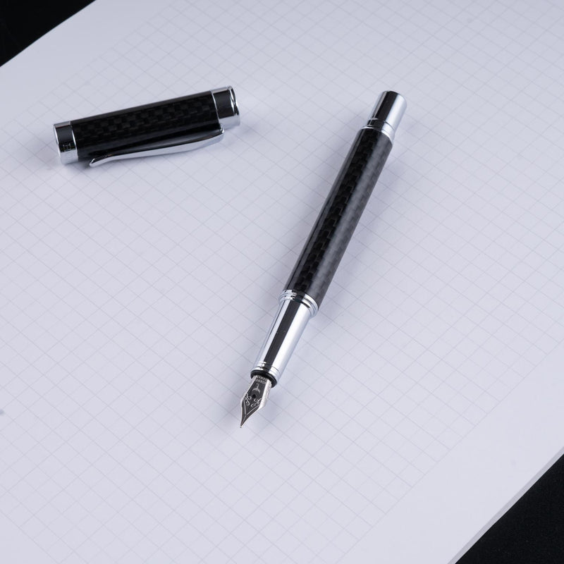 Hoerner (Hörner) One Fountain Pen, Carbon Fiber, Chrome Trim